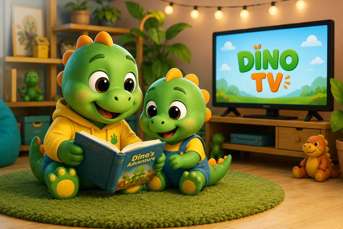 Dino and his little brother happily playing and exploring together